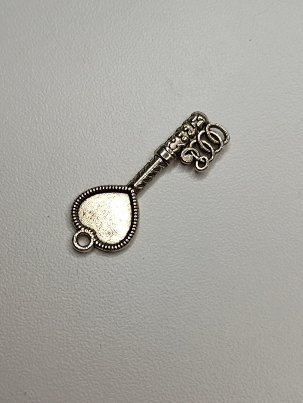 Silver Heart Key Charm Pendant - Women Accessories